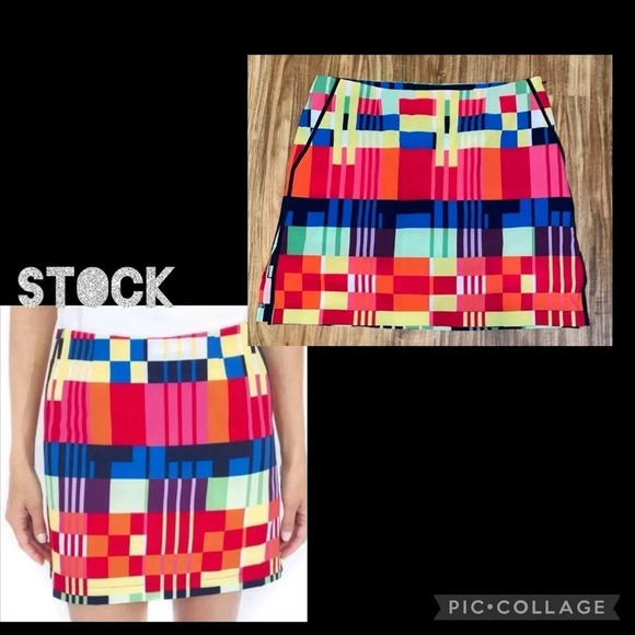Golftini women’s skort 8 medium skirt golf athletic stretch pattern mini pockets - Picture 1 of 11